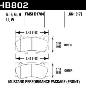Front Hawk Performance Brake Pads HB802B.661 Ford Mustang 2.3 Turbo HPS 5.0