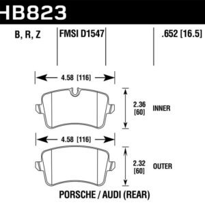 Audi Rs6 C7 Rs7 4G Rear HB823B.652 Hawk Performance HPS 5.0 Brake Pads