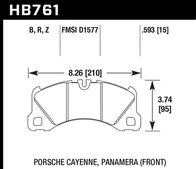 Front Porsche Panamera Cayenne E-tron GT Hawk Performance HPS 5.0 Brake Pads HB761B.593 Brembo 6pot