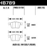 Rear Hawk Performance Brake Pads HB789B.600 HPS 5.0 Golf 7R GTI Audi S3 8v Cupra 5F 310x22mm New