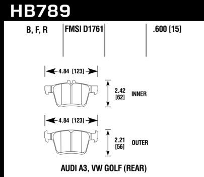 Rear Hawk Performance Brake Pads HB789B.600 HPS 5.0 Golf 7R GTI Audi S3 8v Cupra 5F 310x22mm New